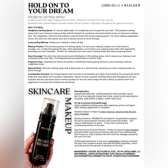 RealHer Probiotic Setting Spray & Clear/Black Makeup Clutch Set - Picture 13 of 13